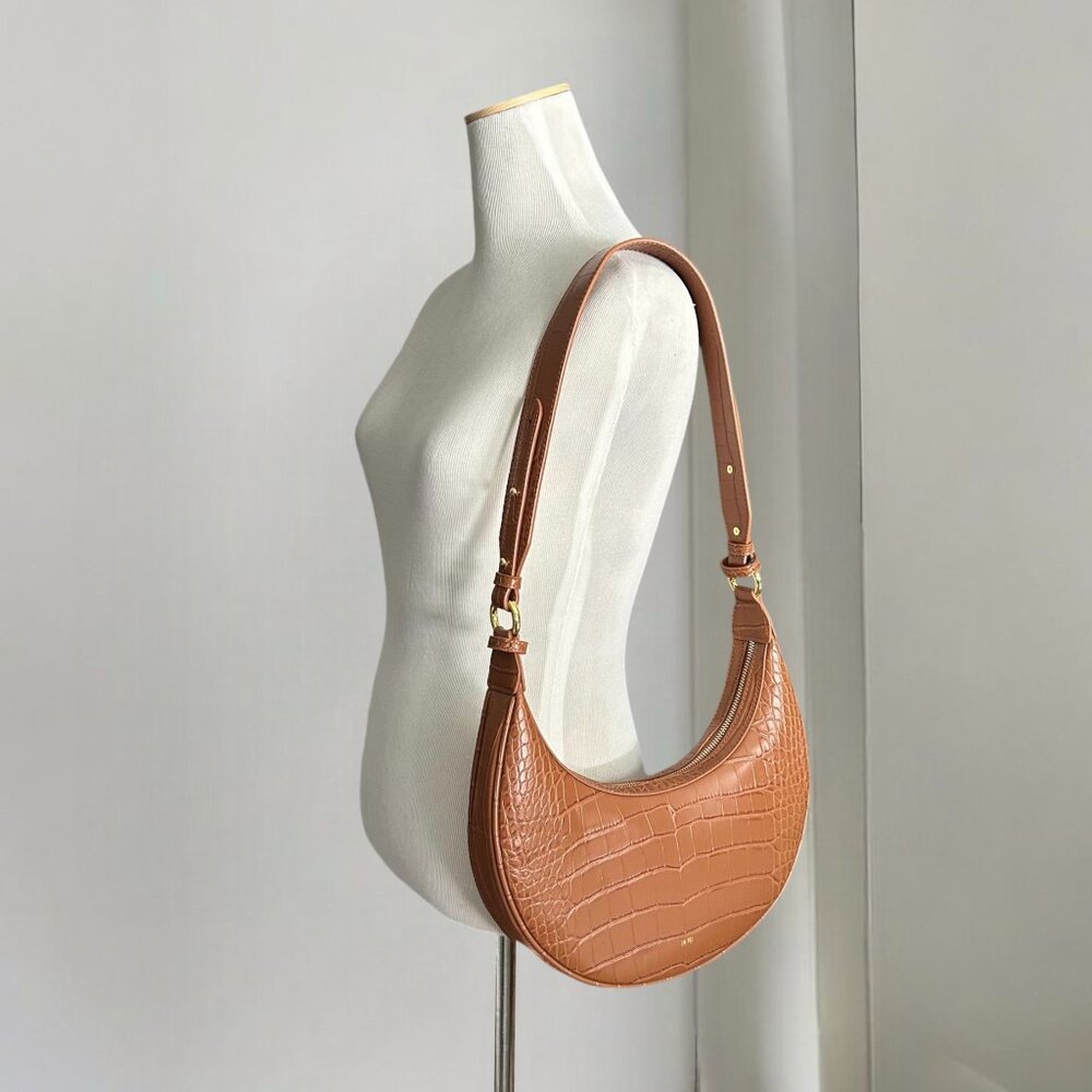 JW PEI Carly Saddle Bag Acorn Brown Croc With Box and Dust Bag